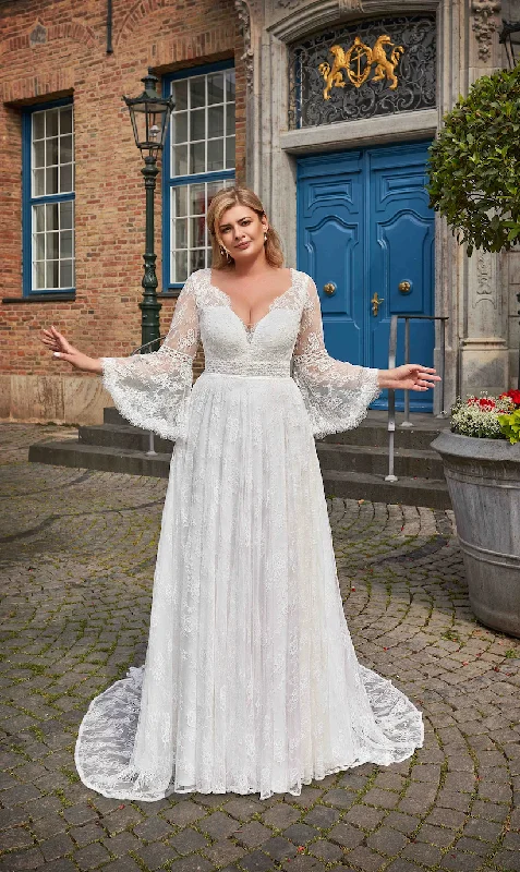 Exclusive Sale Vintage Long Sleeve Boho Lace Wedding Dress