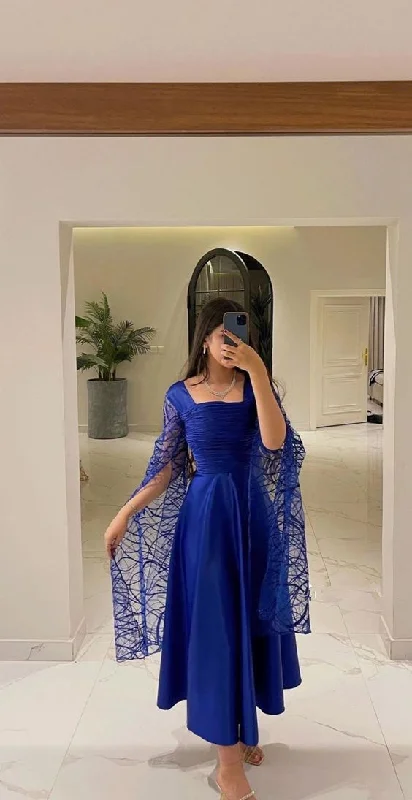 Trend Alert A Line Ankle Length Prom Dresses Vintage Royal Blue Party Dress Women Formal Evening Gowns Y5022