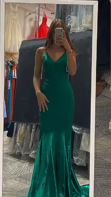 End Of Season Sale Green Mermaid Long Prom Dress Elegant Evening Dress Green Formal Gown Y423