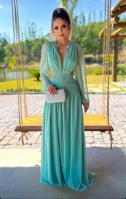 Limited Time Deal Beautiful Long Lantern Sleeves Prom Dress,Evening Gown,Gala Dress Y5160