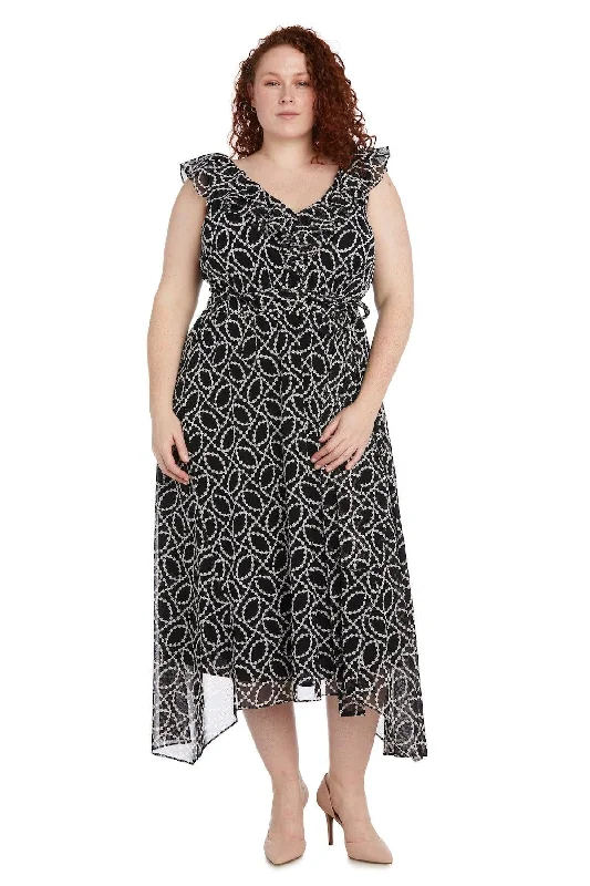 Casual Clothing for Women R&M Richards 9364W Plus Size High Low Ruffle Dress