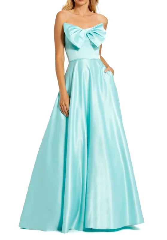 Big Savings 4 - mac duggal aqua satin ball gown with bow