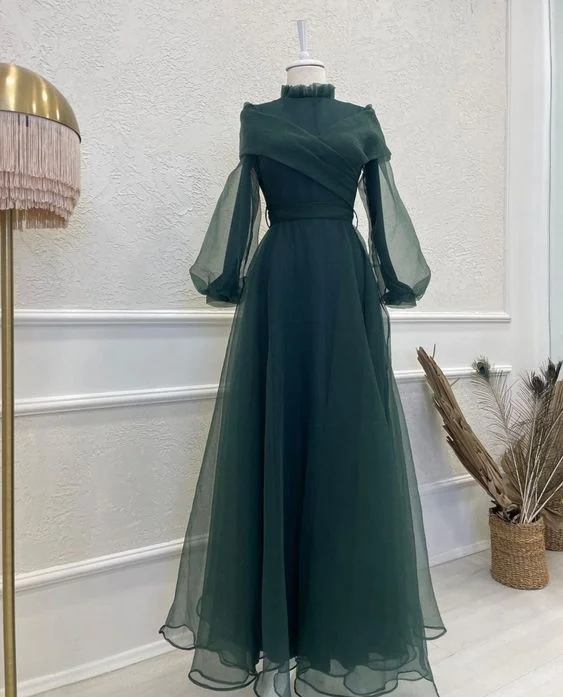 Limited Time Deal Modest A-line Long Sleeves Prom Dress,Muslim Prom Gown Y6733