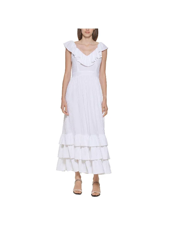 Discounts On Casual Weekend Styles Womens Ruffled Scoop Neck Maxi Dress