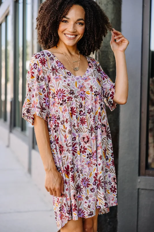 Last Chance Sale From Now On Plum Purple Floral Dress