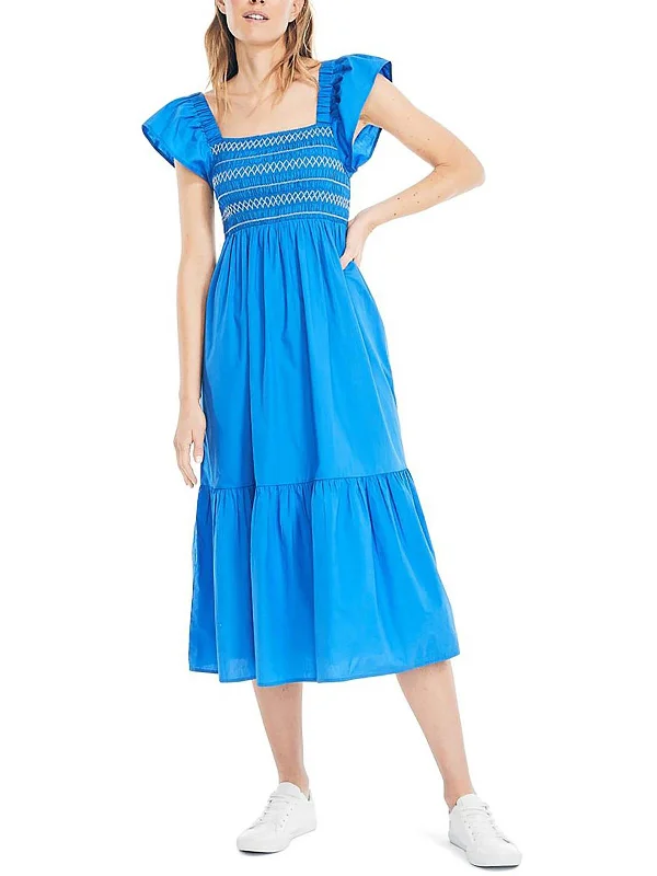 Huge Savings On Parisian Styles Womens Embroidered Smocked Midi Dress