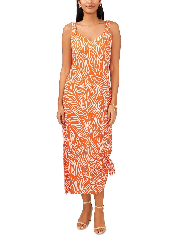 Parisian Effortless Chic Style Womens Printed Calf Maxi Dress