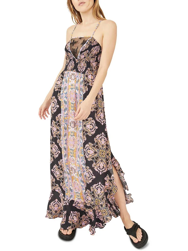 Fashion-Forward Womens Lace Trim Long Maxi Dress