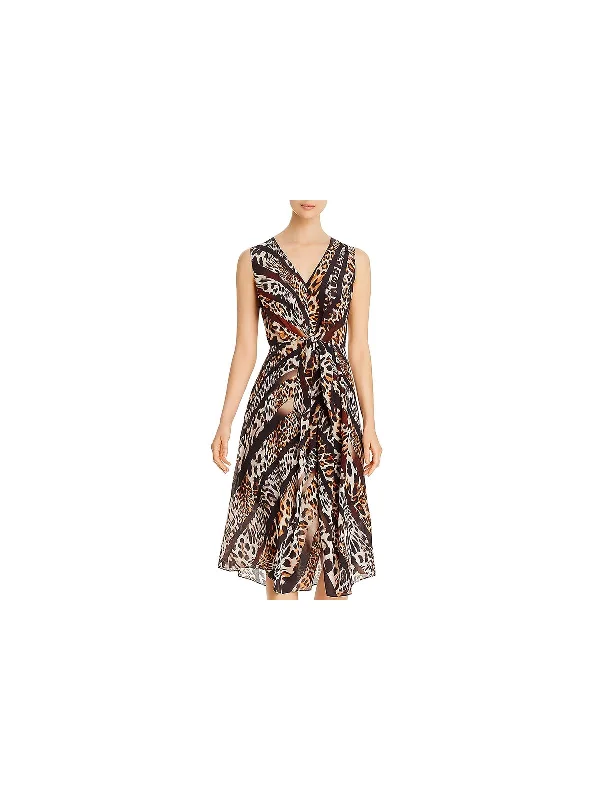 First Order Discount Womens V Neck Animal Print Maxi Dress