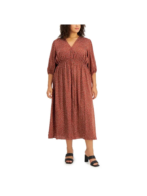 Buy More, Save More Plus Womens V-Neck Polka Dot Maxi Dress