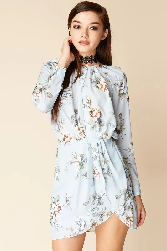 Summer Essentials Sabrina Floral Dress Light Blue