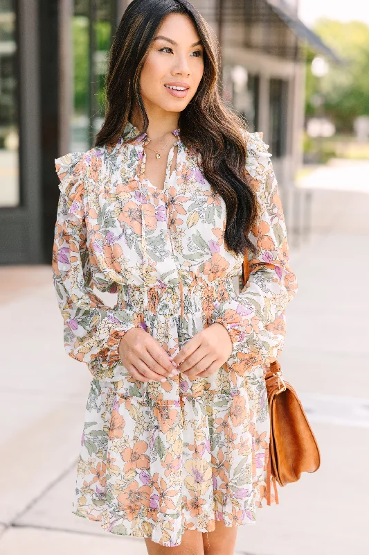 Special Occasion Wear Fate: Need You More Orange Floral Ruffled Dress