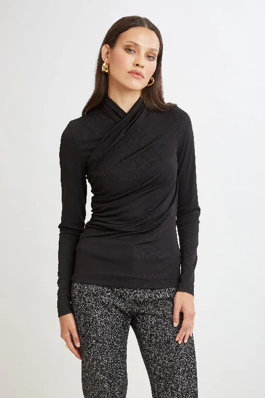 Budget-Friendly Fashion Long Sleeve Ruched Draped Knit - HOLD