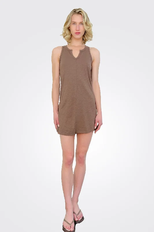 Women's Romantic Outfit Short Tank Dress - Earth