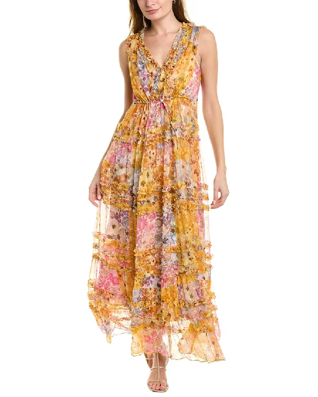 Feminine Soft - Hued Look Johnny Was Arista Silk Maxi Dress