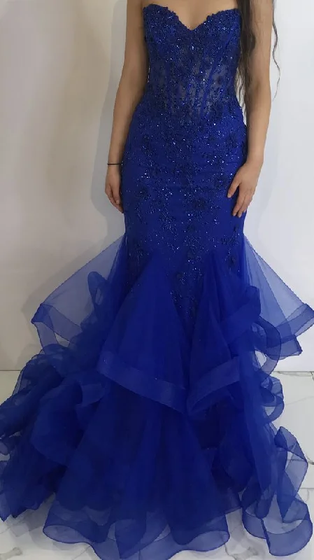 Best-Sellers Elegant Royal Blue Mermaid Evening Dress,Royal Blue Evening Gown  Y6607