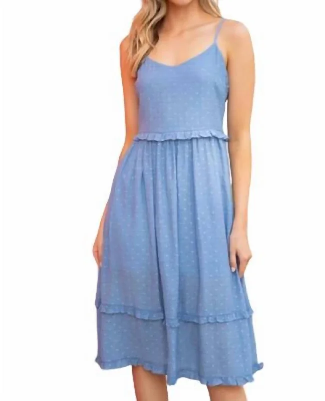 Mid - Season Sale Swiss Dot Cami Midi Dress In Blue