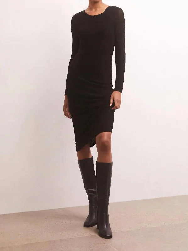 Latest Trends Eliza Sweater Mesh Midi Dress In Black