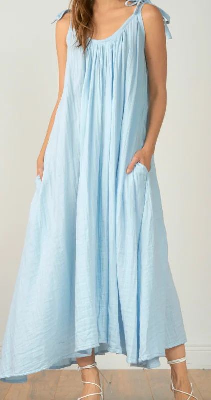 Summer Splash Sale Gauze Maxi Dress In Sky Blue