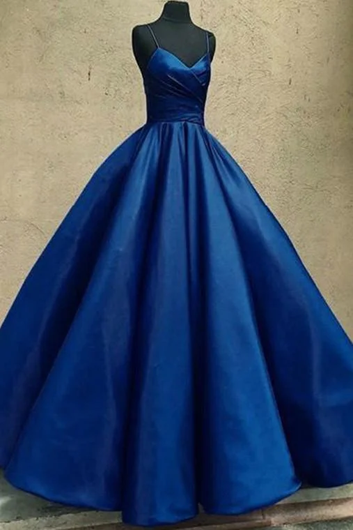 Mother'S Day Special Ball Gown Spaghetti Straps Satin Floor Length Prom Dresses, Long Quinceanera Dresses M1900