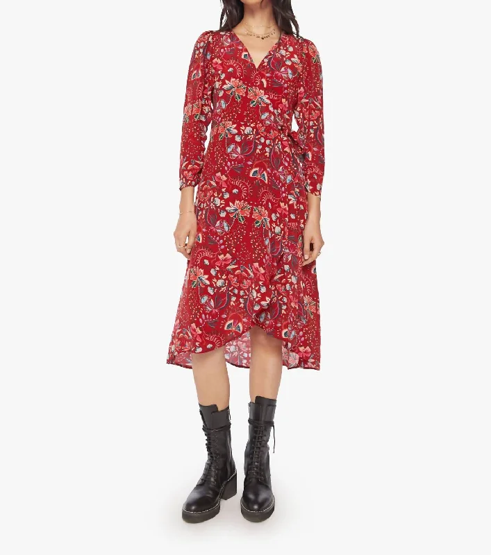 Final Clearance Palermo Denia Midi Dress In Red Berry