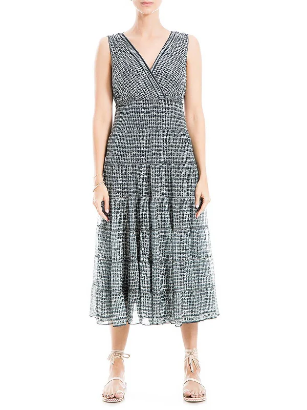 Spring Fling Sale Womens Printed Tiered Midi Dress