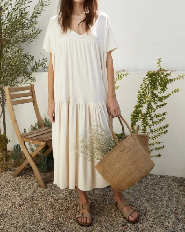 Fashion Sale Cotton Poly Jersey Oversized Maxi Dress In Ivory