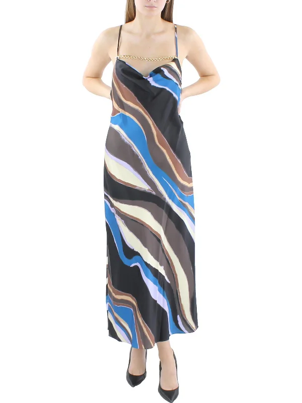 Anniversary Sale Womens Printed Halter Midi Dress