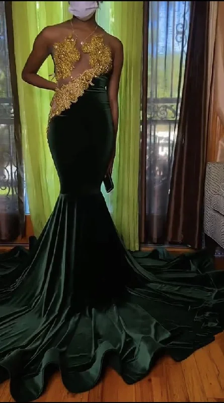 Spring Fashion Charming Green Mermaid Evening Dress,Green Evening Gown Y6537