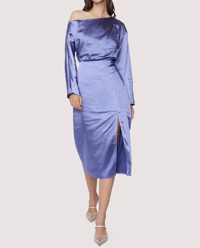 Art Deco Geometric Pattern Look Adria Midi Dress In Periwinkle