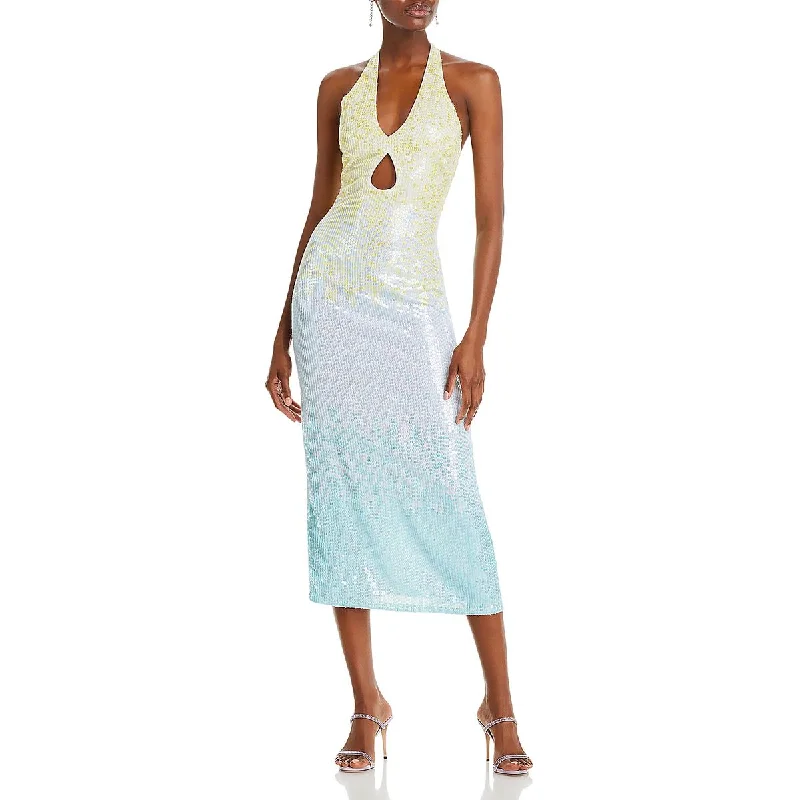Comfortable Casual Women's Clothing Yaura Womens Kitan Halter Cutout Halter Dress