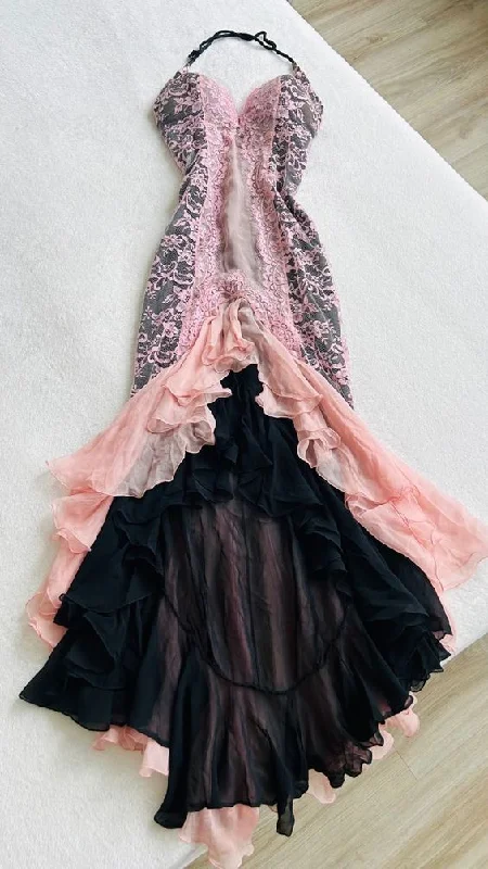 Vintage-Inspired Women's Apparel Halterneck lace A-line dress Prom Dress gh2929