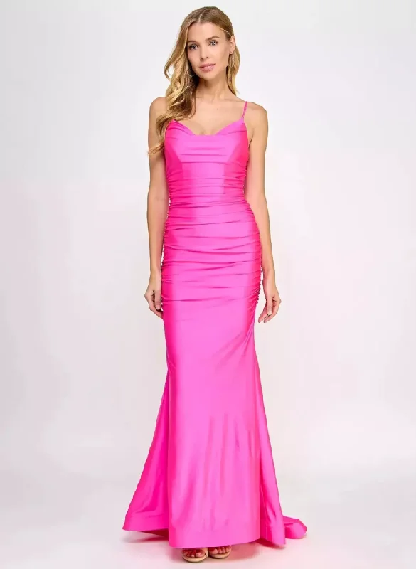 Trend Alert 15 - b darlin hot pink ruched satin gown