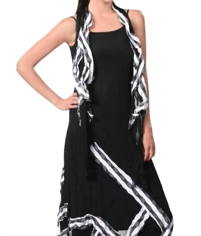 Chic Styles Checkerboard Stripe Maxi Dress In Black/white