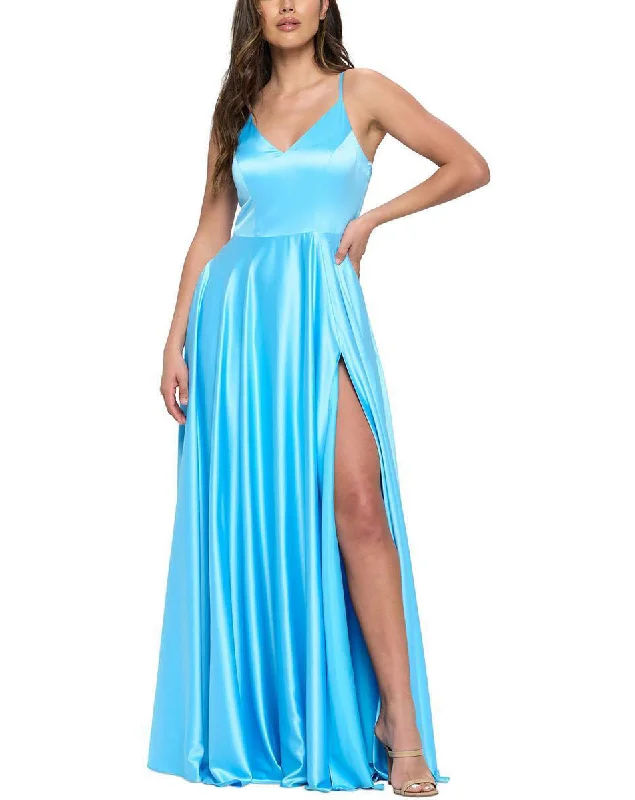 Chic Styles 1 - b darlin turquoise satin gown