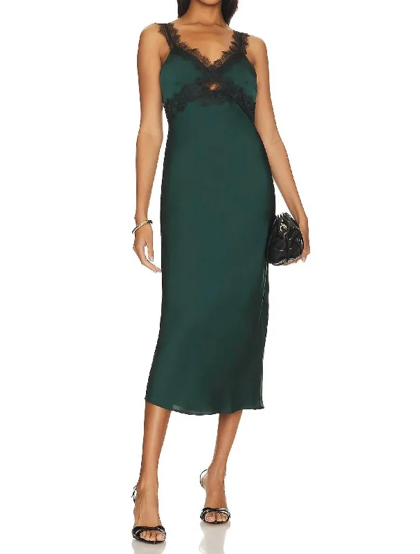 Save On Inspired Styles Erin Midi Dress In Emerald Green