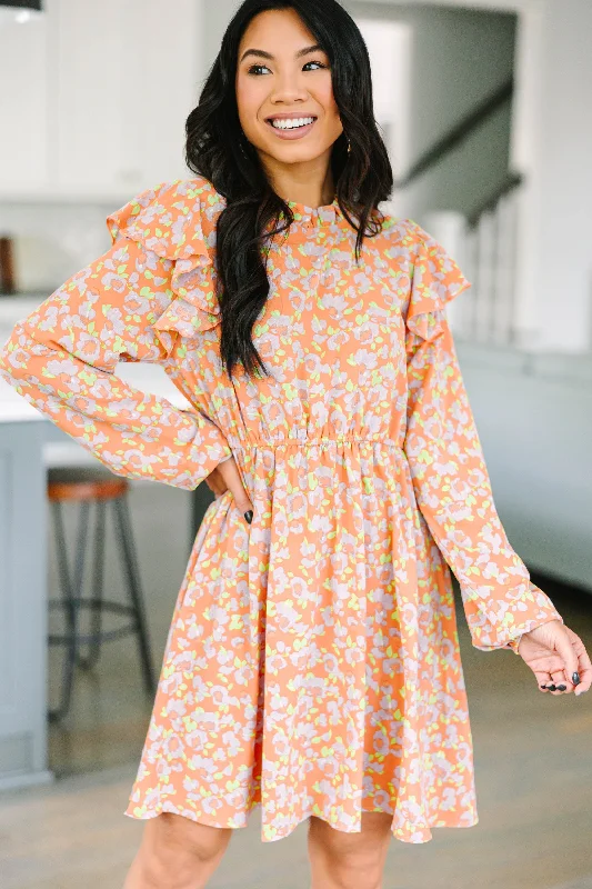 Summer Splash Sale Give You Love Dusty Brick Orange Floral Dress