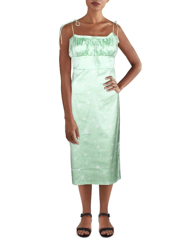 Hollywood Glam Award - Show Style Womens Gathered Printed Midi Dress