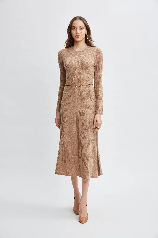 Limited Styles Cashmere Long Sleeve Belted Dress