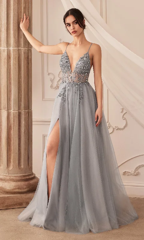 Save On Inspired Styles Long Tulle Prom Ball Gown with Embroidery A0672