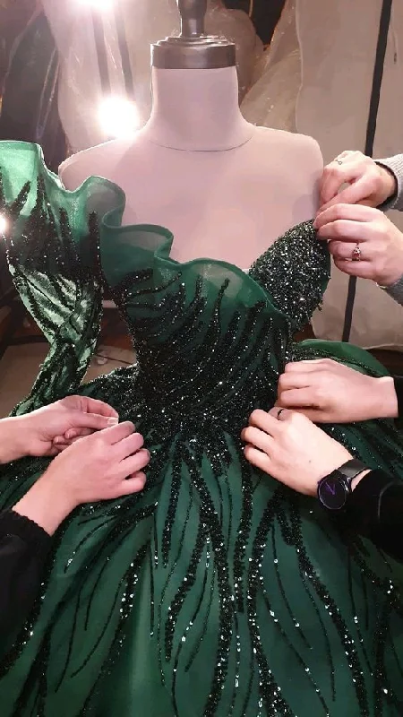 Weekend Special Luxurious Green Ball Gown,Green Sweet 16 Dress  Y6544