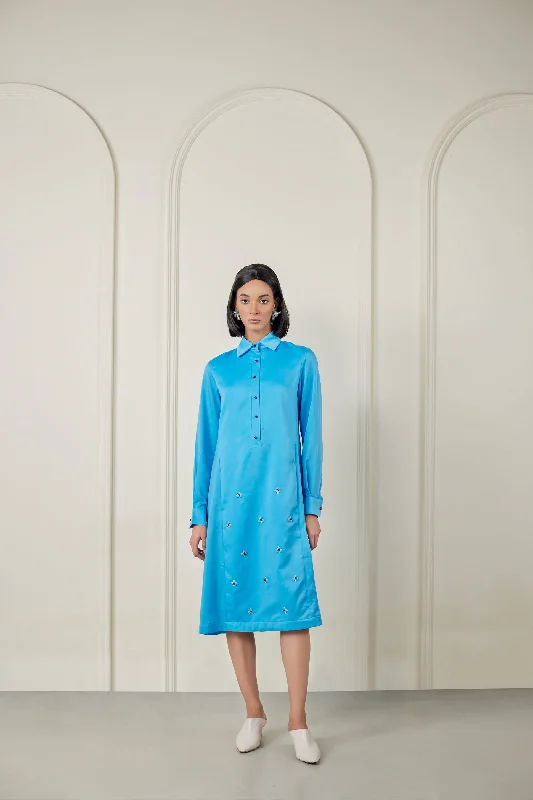 Today Only Embellished Satin Shirt Dress