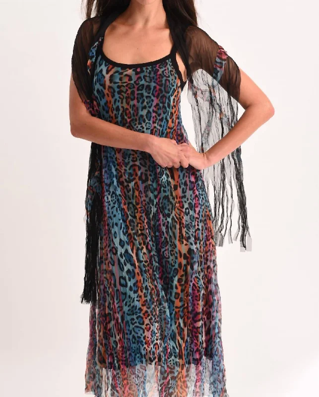 Spring Fling Sale Vibrant Leopard Maxi Dress In Black