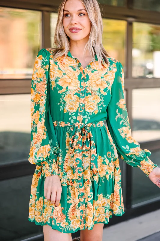 Mid - Week Surprise Just Take A Look Green Floral Dress