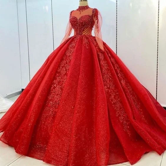 Coastal Beach - Inspired Style Luxurious Red Ball Gown,Red Princess Dress Y6571