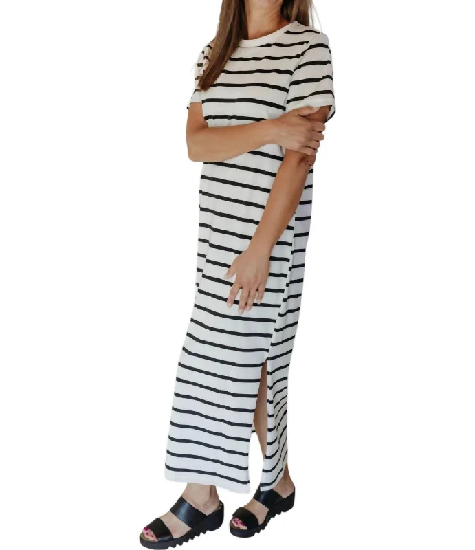 Trendy Styles Carissa Stripe Cotton Maxi Dress In White/black