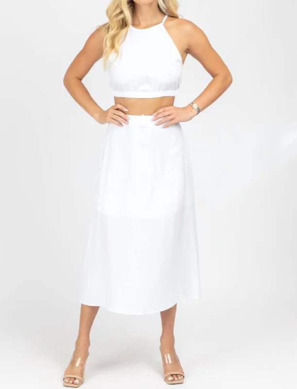 Cool Prices Halterneck Two Piece Midi Dress In Ivory