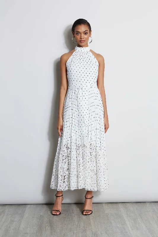 Women's Garments Pin Dot Halter Dress