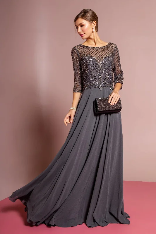 Best-Sellers Beads Embellished Bodice Chiffon Long Dress