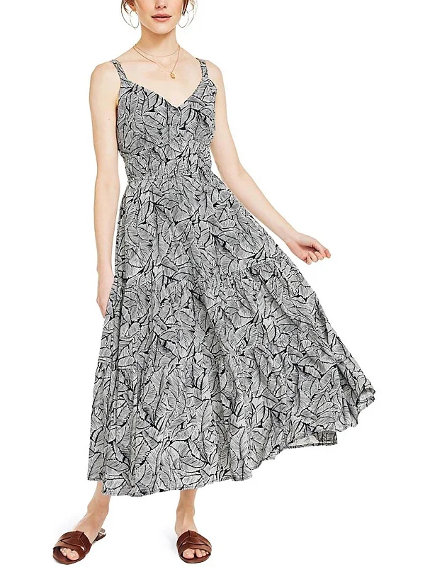 Celebrate With Big Savings Womens Printed Cinch Waist Midi Dress